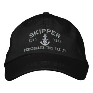 Casquette Brodée ANNÉE et noms personnalisés Skipper Silver Star