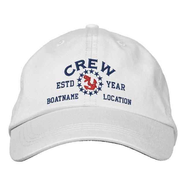Casquette Brodée ANNÉE personnalisable et noms équipage Yacht drape (Devant)