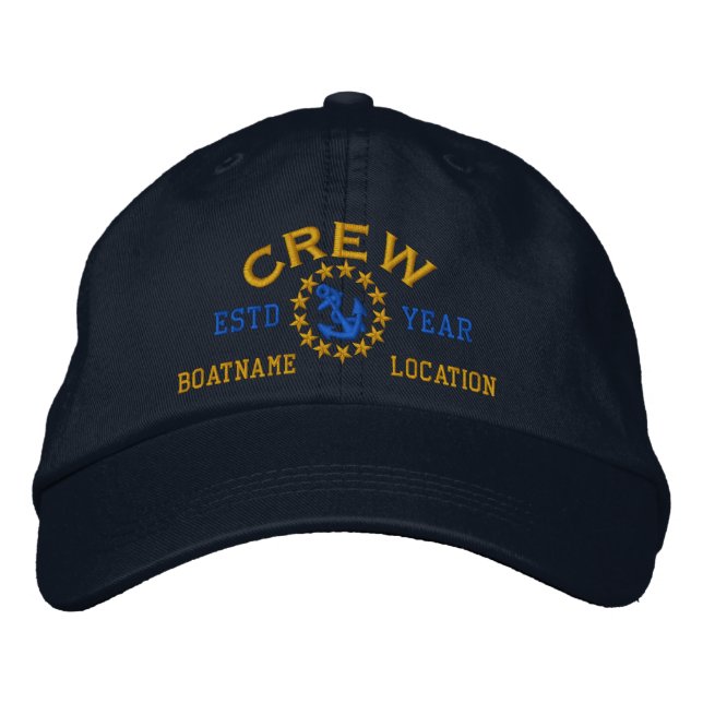 Casquette Brodée ANNÉE personnalisable et noms équipage Yacht drape (Devant)