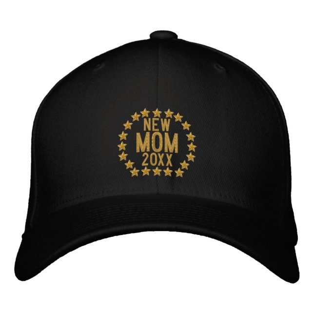Casquette Brodée ANNÉE personnalisable pour la nouvelle maman Stars (Devant)