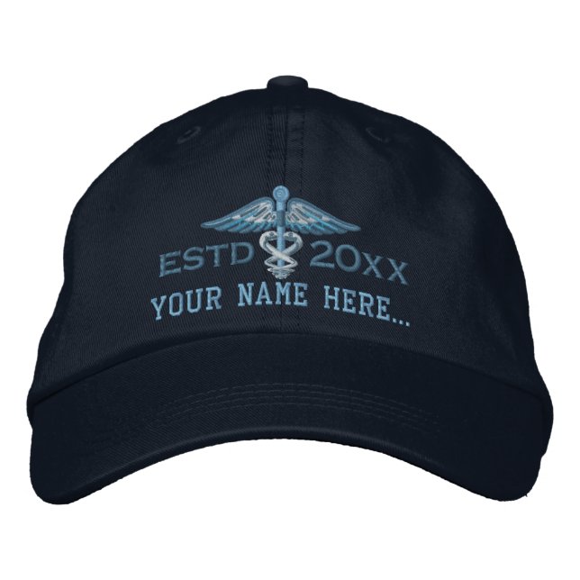 Casquette Brodée Année personnalisée Votre texte Caduceus Médicale (Devant)