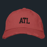 Casquette Brodée ATL "Atlanta" Monogramme de style noir et rouge Vi<br><div class="desc">ATL "Atlanta" Monogrammé brodé noir sur casquette en coton rouge vintage. Fait un cadeau merveilleux pour tous ceux qui aiment Atlanta GA! De plus, si vous préférez avoir votre monogramme personnel, sélectionnez simplement le bouton "Personnaliser ce modèle" pour entrer vos initiales de nom. La broderie est personnalisable à d'autres choix...</div>