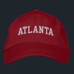Casquette Brodée Atlanta White et Red<br><div class="desc">Atlanta brodé blanc sur casquette de coton rouge. Fait un cadeau merveilleux pour tous ceux qui aiment Atlanta GA! Si vous préférez avoir votre texte personnel, il vous suffit de cliquer sur le bouton "Personnaliser ce modèle" pour entrer votre choix de texte personnalisé. La broderie est également personnalisable à d'autres...</div>