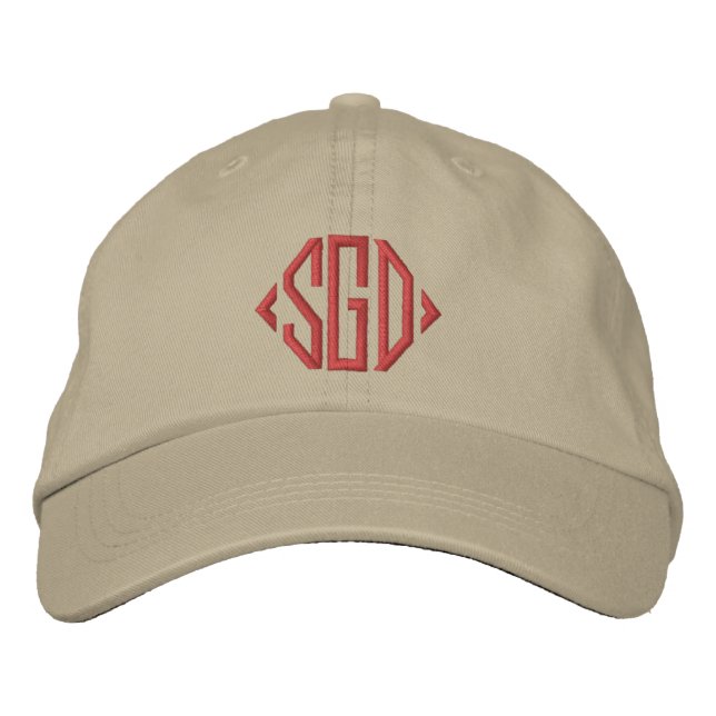 Casquette Brodée Beige monogrammétrique bordeaux personnalisé (Devant)