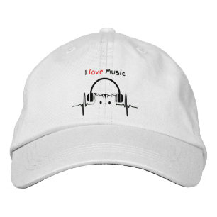 Casquette Brodée Blanc Adorable Funny Chat Amoureux Musique