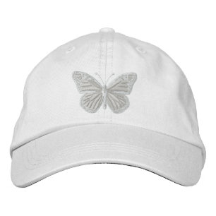 Casquette Brodée Blanc sur le papillon Monarque blanc