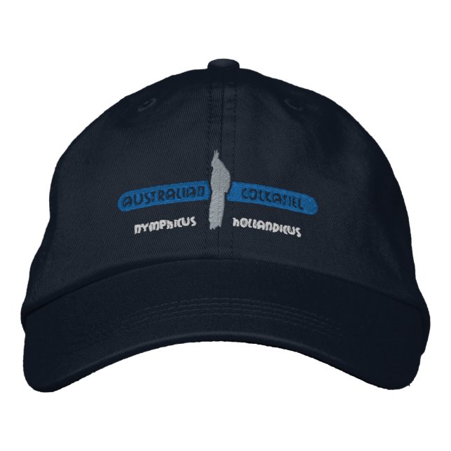 Casquette Brodée Bleu Cockatiel australien (Devant)