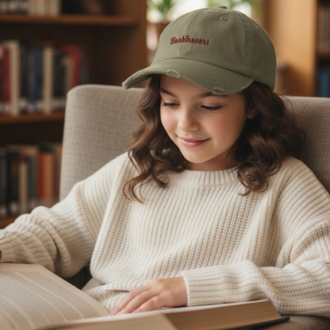Casquette Brodée Booktrovert vert olive clair (Créateur téléchargé)