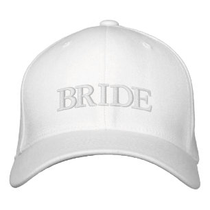 Casquette Brodée Bride rose pâle blanc élégant chic