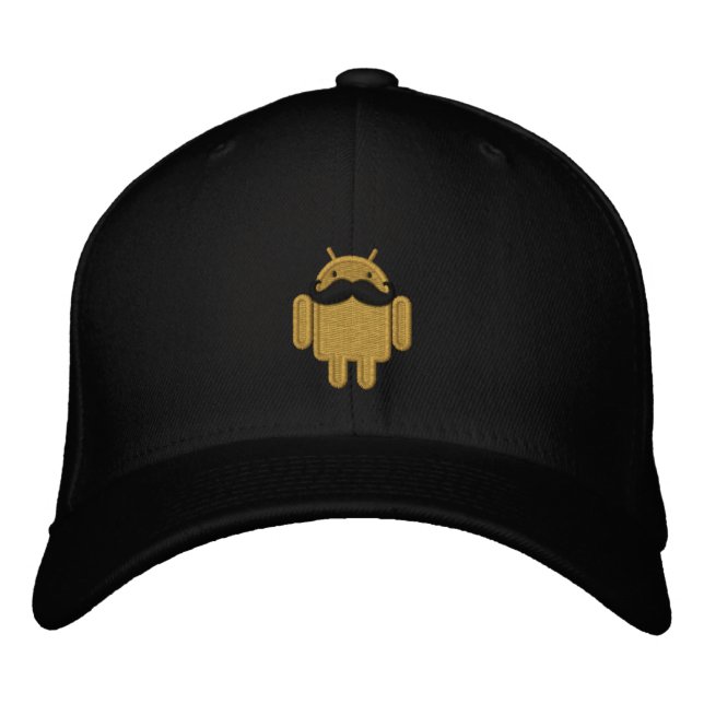 Casquette Brodée Broderie Android Robot Mustache (Devant)