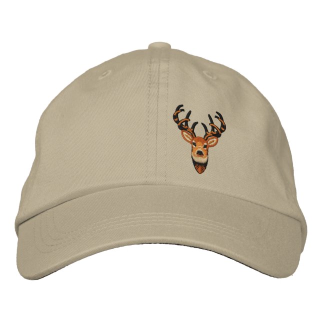 Casquette Brodée Broderie Buck Buck de cerf blanc (Devant)