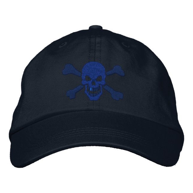 Casquette Brodée Broderie classique du crâne de crossbones de pirat (Devant)