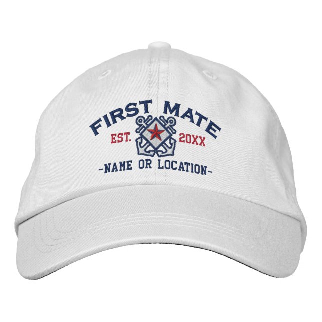 Casquette Brodée Broderie d'étoile nautique de premier maté personn (Devant)