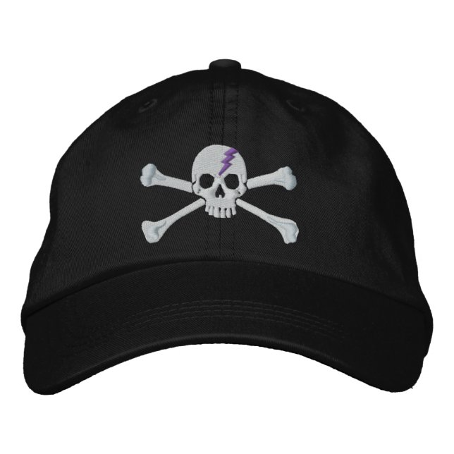 Casquette Brodée Broderie du crâne de crossbones pourpre (Devant)