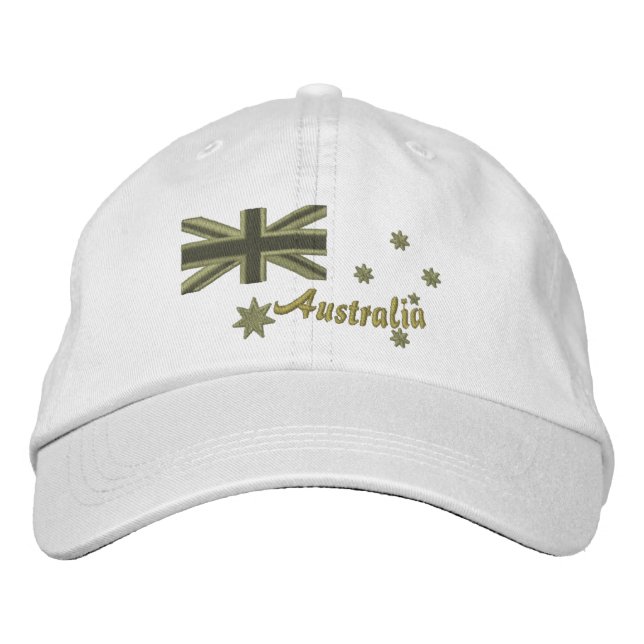 Casquette Brodée Broderie du drapeau australien Kaki (Devant)