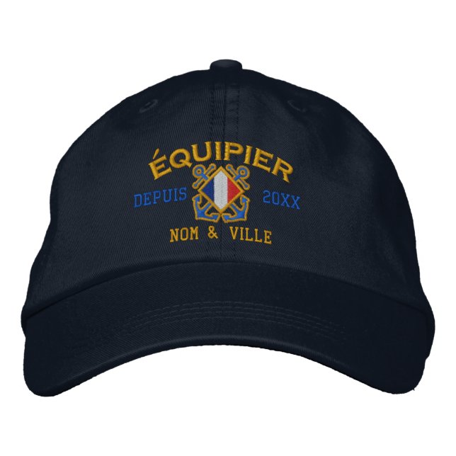 Casquette Brodée Broderie nautique de l'équipage français personnal (Devant)