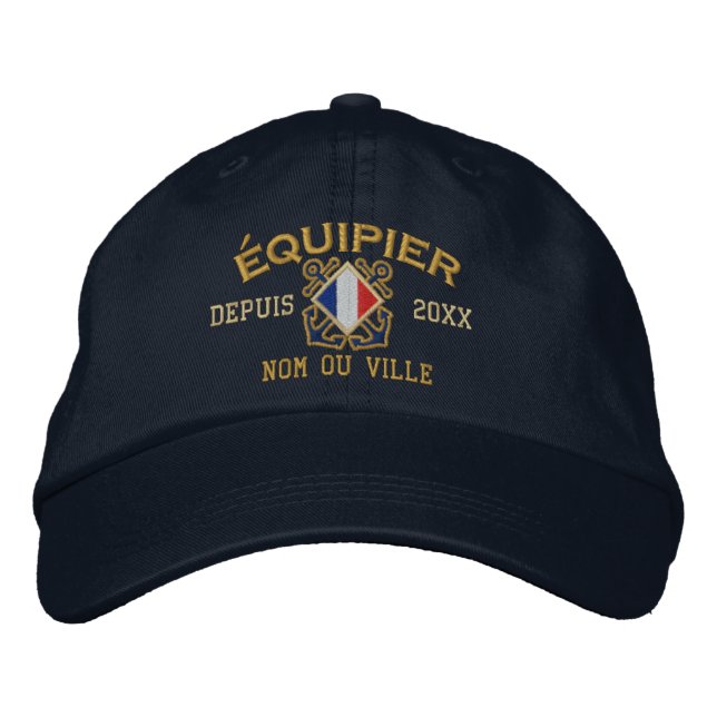 Casquette Brodée Broderie nautique de l'équipage français personnal (Devant)