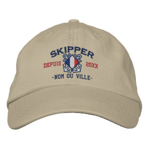 Casquette Brodée Broderie nautique de skipper français personnalisé