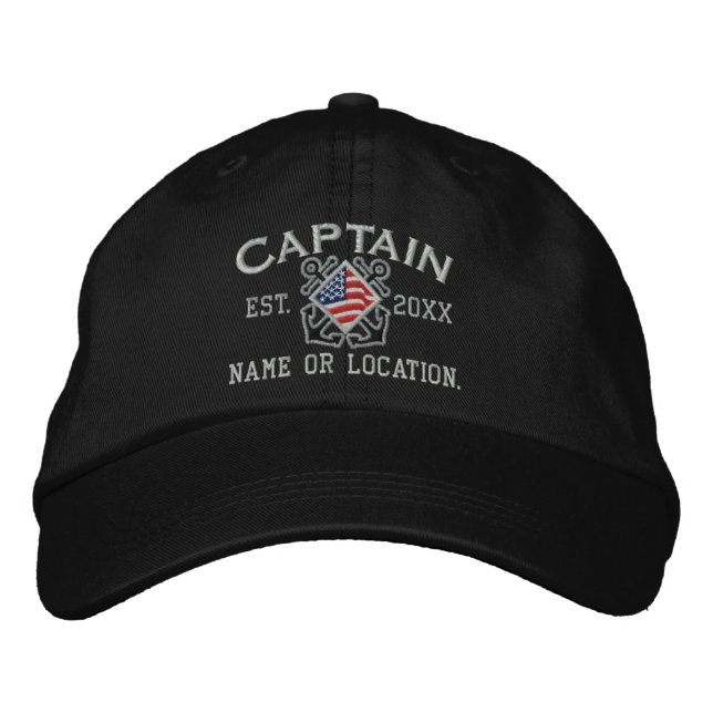 Casquette Brodée Broderie nautique personnalisée du capitaine améri (Devant)