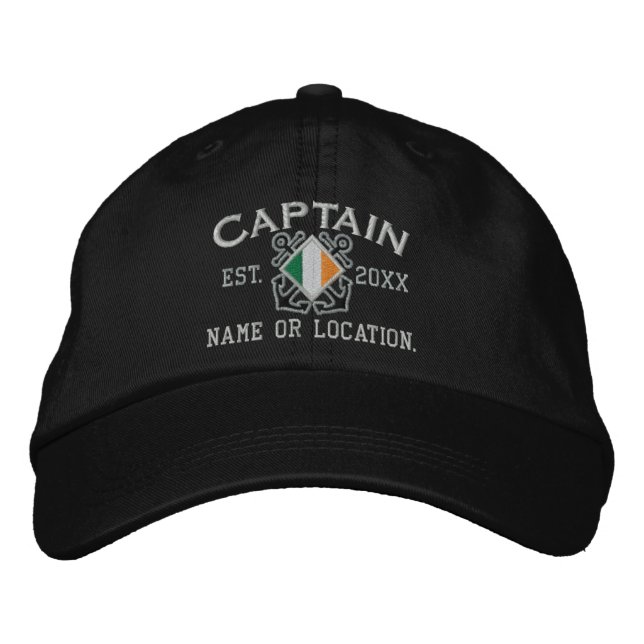 Casquette Brodée Broderie nautique personnalisée du capitaine irlan (Devant)