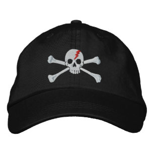 Casquette Brodée Broderie rouge de crâne d'os croisés de coup de