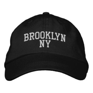 Casquette Brodée BROOKLYN NY Blanc simple sur noir