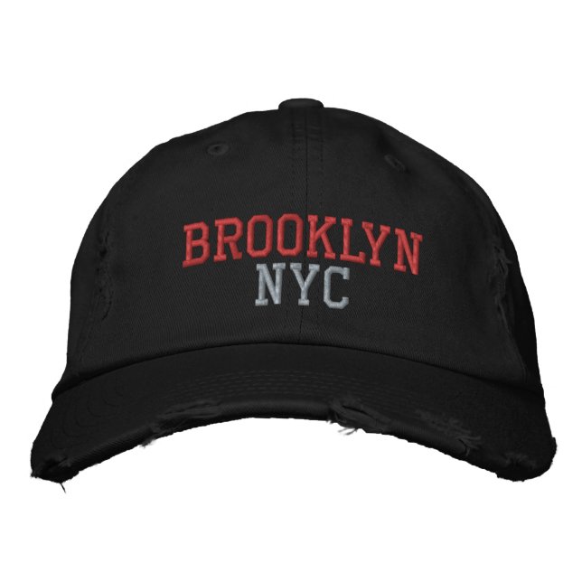 Casquette Brodée BROOKLYN NYC rose et noir Vintage (Devant)