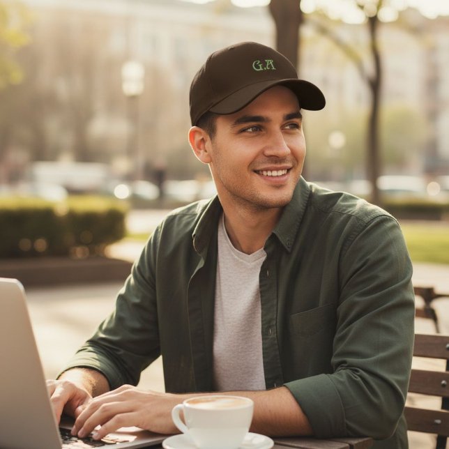 Casquette Brodée Brown Embroidered Cap with Personalized Initials  (Créateur téléchargé)