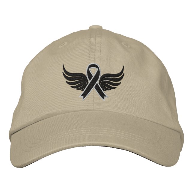 Casquette Brodée Cancer de la peau Ruban ailes (Devant)