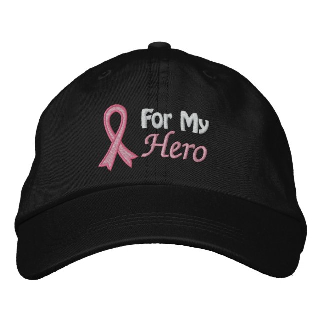 Casquette Brodée Cancer du sein pour mon héros (Devant)