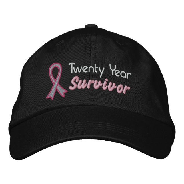 Casquette Brodée Cancer du sein Survivant de 20 ans (Devant)
