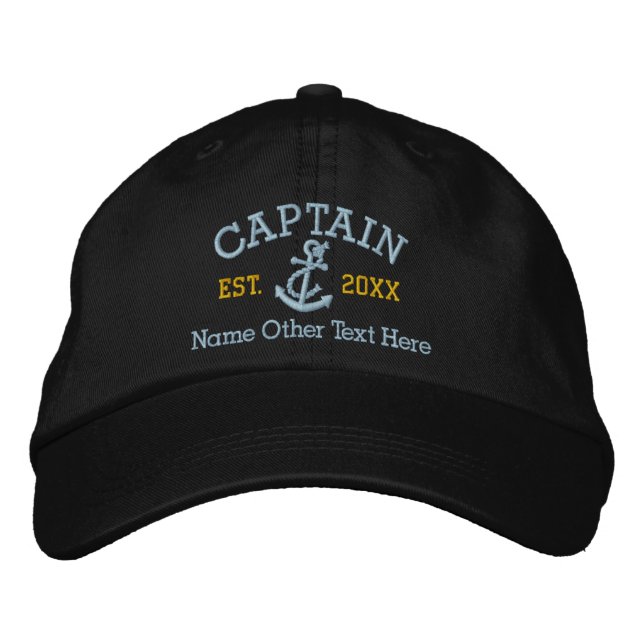 Casquette Brodée Capitaine Avec Ancre Personnalisée (Devant)