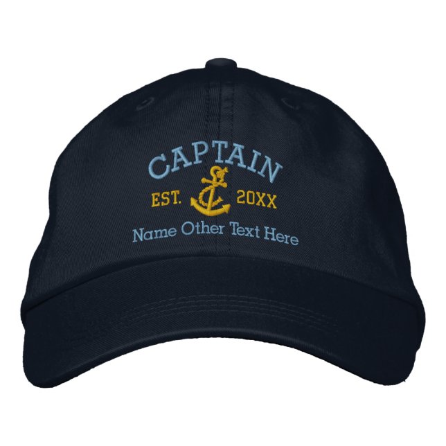 Casquette Brodée Capitaine Avec Ancre Personnalisée (Devant)