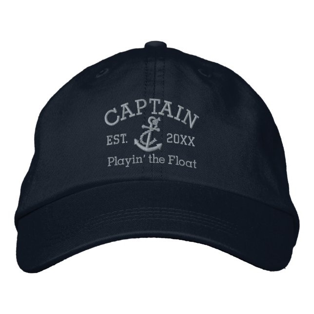 Casquette Brodée Capitaine Avec Ancre Personnalisée Brodée (Devant)
