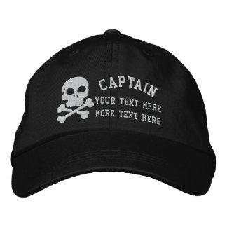 Casquette Brodée Capitaine Avec Crâne Et Os Croisés personnalisable
