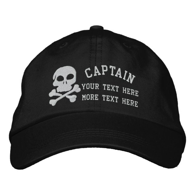 Casquette Brodée Capitaine Avec Crâne Et Os Croisés personnalisable (Devant)