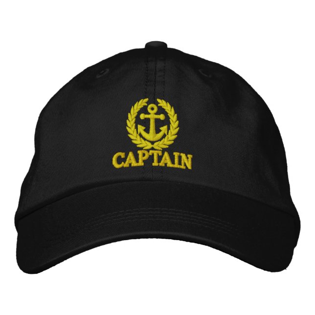 Casquette Brodée Capitaine avec le motif d'ancre de marins (Devant)
