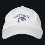 Casquette Brodée Capitaine de bateau de pêche<br><div class="desc">Un dessin de capitaine de bateau de pêche avec un motif de poisson</div>