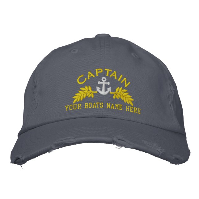 Casquette Brodée Capitaine de navire et ancre de bateau (Devant)