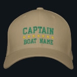 Casquette Brodée Capitaine nautique Khaki Votre nom de bateau<br><div class="desc">Capitaine nautique Votre nom de bateau Casquette de baseball kaki personnalisé</div>