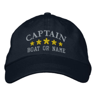 Casquette Brodée Capitaine nautique Nom du bateau Gold Stars Marine