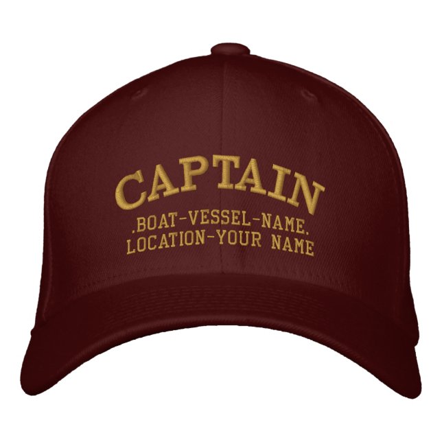 Casquette Brodée CAPITAINE personnalisable Votre bateau Votre nom (Devant)