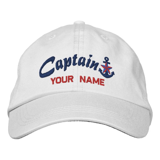 Casquette Brodée Capitaine personnalisé Star Anchor Your Name (Devant)