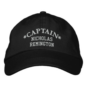 Casquette Brodée CAPITAINE Prénom personnalisé NOIR BLANC