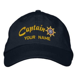 Casquette Brodée CAPITAINE Roue personnalisable Votre nom Navire