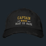 Casquette Brodée Capitaine Votre Nom De Bateau Les Étoiles Nautique<br><div class="desc">Un casquette de style en détresse brodé et personnalisé, avec votre grade de capitaine ou autre titre, votre nom ou nom de bateau et étoiles. Plusieurs couleurs de casquette et de fil à choisir. Fait un grand cadeau personnalisé pour la Fête des pères, la fête des mères ou toute occasion....</div>