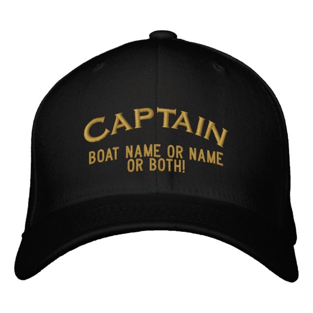 Casquette Brodée Capitaine Votre nom de bateau Votre nom ou les deu (Devant)