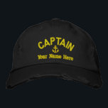 Casquette Brodée Capitaines de voile personnalisés<br><div class="desc">Personnalisez ce casquette marin à thème nautique avec un motif d'ancre brodé avec votre nom de voile ou de bateau à moteur, ou changez le texte pour un autre membre d'équipage. Cliquez sur personnaliser pour ajuster la taille du texte, la couleur ou le style de la police de broderie pour...</div>