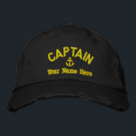 Casquette Brodée Capitaines de voile personnalisés<br><div class="desc">Personnalisez ce casquette marin à thème nautique avec un motif d'ancre brodé avec votre nom de voile ou de bateau à moteur, ou changez le texte pour un autre membre d'équipage. Cliquez sur personnaliser pour ajuster la taille du texte, la couleur ou le style de la police de broderie pour...</div>