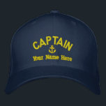 Casquette Brodée Capitaines de voile personnalisés<br><div class="desc">Personnalisez ce casquette marin à thème nautique avec un motif d'ancre brodé avec votre nom de voile ou de bateau à moteur, ou changez le texte pour un autre membre d'équipage. Cliquez sur personnaliser pour ajuster la taille du texte, la couleur ou le style de la police de broderie pour...</div>